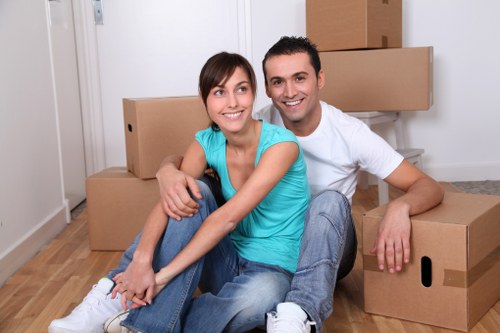 Boxes and household items being organized in Arnosgrove self storage