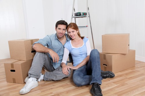 Packing boxes and furniture for a local removal service